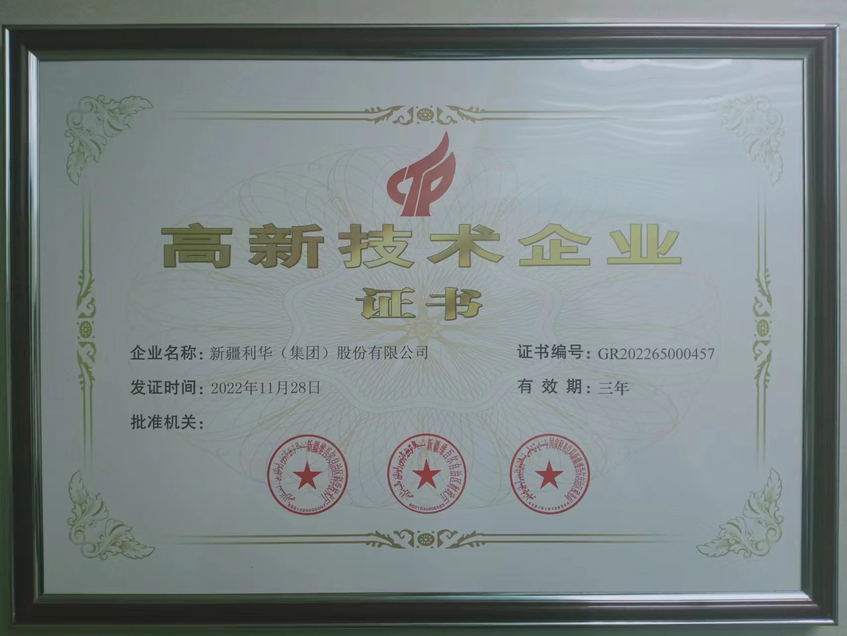 公司榮膺高新技術(shù)企業(yè)榮譽稱號